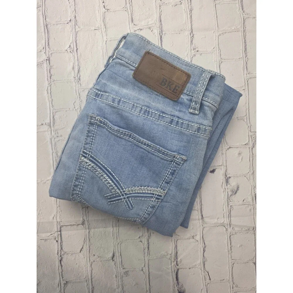 BKE Alec Men's 30S Blue Straight Leg Stretch Casual Denim Jeans